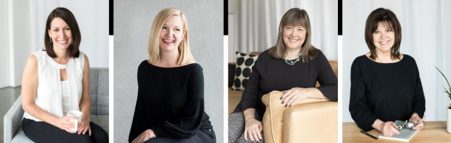 Megan Stephens (Co-CEO and Owner), Nicole Satterwhite (Co-CEO and Owner), Katy Briggs (Managing Director), and Ann Willoughby (Principal Emeritus) | Source: Willoughby Design