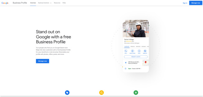 Google My Business homepage